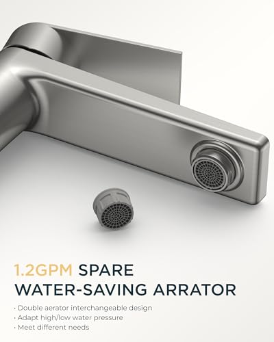 FORIOUS Brushed Nickel Bathroom Faucet 1 Hole, Commercial Bathroom Faucets | Single Lever Rv Bathroom Faucet One Hole, Vanity Faucet for Bthroom Sink 1 Hole with Deck Plate, Drain, Hoses, for Camper - color: Stainless Steel