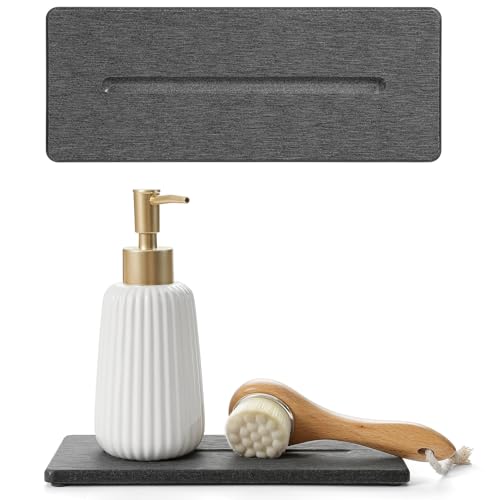 2 Pack Diatomite Stone Sink Tray, Water Absorbing Mat for Kitchen & Bathroom Counter, Quick Dry Soap Dish Makeup Vanity Caddy,Sponge Holder Organizer, Dark Gray - 2pcs of 9"x 3.5" - color: 2 Pcs - Dark Gray - 9"x 3.5"