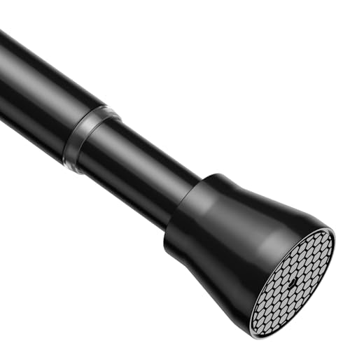 Spring Tension Curtain Rods Shower Curtain Rods 28-49" Black 1-Pack | No drill, non-slip, rust-resistant. 7/8" diameter. Versatile for windows, doors, bathroom, closet. Easy install. - color: Black, size: 28" to 49"-1Pcs