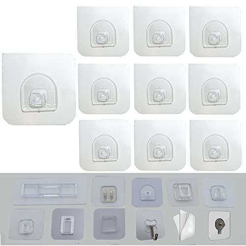 10 PCS Wall Mounted Replacement Sticky pads for Kitchen Bathroom Shower Caddy Organizer Rack Holder Nail Free Adhesive Hooks (Rounded Square) - color: Rounded Square
