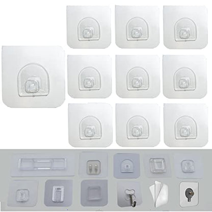 10 PCS Wall Mounted Replacement Sticky pads for Kitchen Bathroom Shower Caddy Organizer Rack Holder Nail Free Adhesive Hooks (Rounded Square) - color: Rounded Square