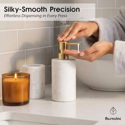 Marble Soap Dispenser, Hand Soap Dispenser for Bathroom Kitchen Countertop - Lotion and Liquid Soap Dispenser (1, White) - color: White