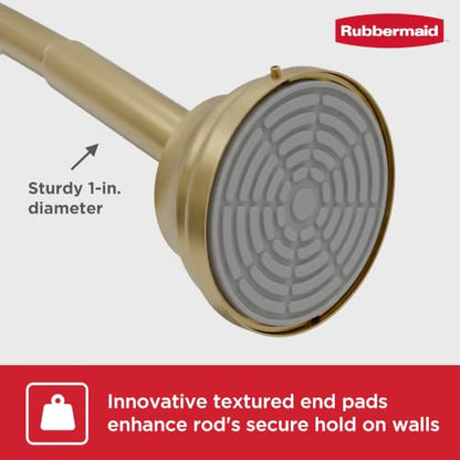 Rubbermaid Curved Shower Curtain Rod, No Drill, 50-72 Inches Adjustable Tension Shower Rod for Bathroom, Non-Slip, No Rust, Gold - color: Gold