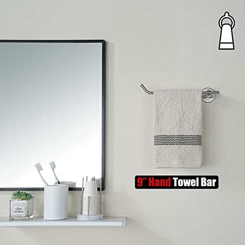 JQK Hand Towel Bar, Stainless Steel Towel Ring for Bathroom, 9 Inch Necklace Holder Brushed Finish Wall Mount Left Hand, TR101-BN - color: Brushed, size: 9 Inch (Left)