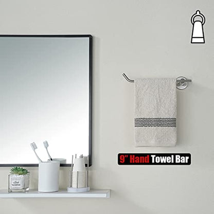 JQK Hand Towel Bar, Stainless Steel Towel Ring for Bathroom, 9 Inch Necklace Holder Brushed Finish Wall Mount Left Hand, TR101-BN - color: Brushed, size: 9 Inch (Left)