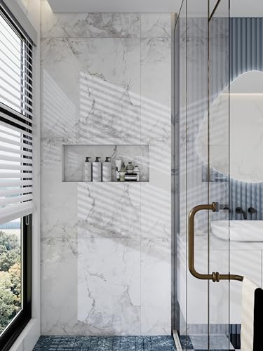 Shower Niche SMC Material 12X28（Outside 14x30） in Niche for Shower Wall Shower Niches Ready for Tile Shelf Black