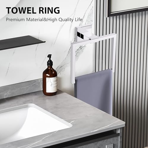YACVCL 5-Piece Bathroom Hardware Accessories Set 23.6 inch Towel Bar Set Modern Towel Rack Kit Stainless Steel Wall Mounted (Polished Chrome) - color: Polished Chrome