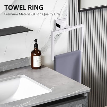 YACVCL 5-Piece Bathroom Hardware Accessories Set 23.6 inch Towel Bar Set Modern Towel Rack Kit Stainless Steel Wall Mounted (Polished Chrome) - color: Polished Chrome