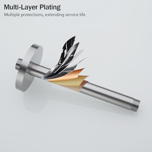 RANDOM Straight Shower Arm with Flange Brushed Nickel 8 Inches Ceiling Mount Shower Head Extension Arm Ceiling-Mounted For Fixed Shower Head.RD-91038-8BN - color: 8″ Brushed Nickel(Round Flange)