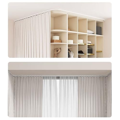 Flexible Bendable Curtain Track Curved Ceiling/wall Mount Curtain Track Easy to Install Room Divider DIY for Living Room Bedroom Room Shower(Silver,1m/3.3ft) - color: Silver, size: 1m/3.3ft