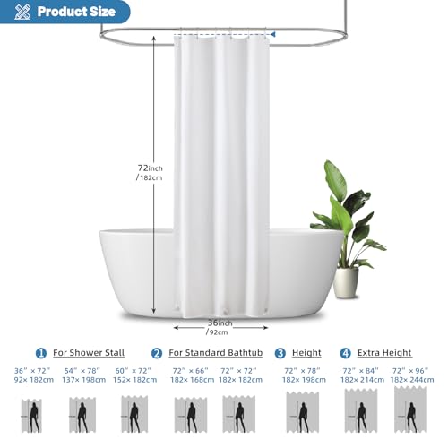 1 Pack Water-Repellent Fabric Shower Curtain Liner, 36x72 White | 100% polyester, 3 Magnets, Rustproof Grommets & Weighted Hem, quick-dry, machine washable, hotel quality for bathroom - color: White, size: 36"W x 72"L (Pack of 1)