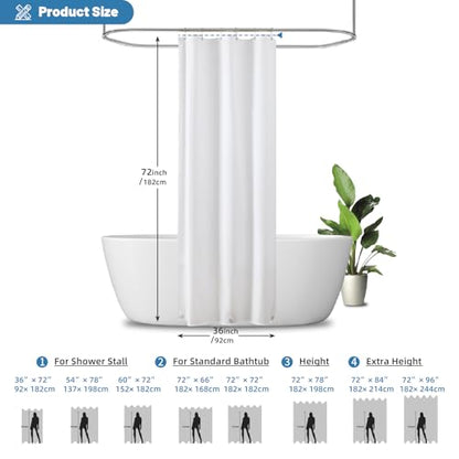 1 Pack Water-Repellent Fabric Shower Curtain Liner, 36x72 White | 100% polyester, 3 Magnets, Rustproof Grommets & Weighted Hem, quick-dry, machine washable, hotel quality for bathroom - color: White, size: 36"W x 72"L (Pack of 1)