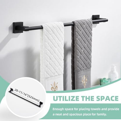 Suyar Bathroom Hardware Set Matte Black, Bathroom Accessories 4 Pieces | Include Robe Hook, Toilet Paper Holder, Hand Towel Holder, Towel Bar, SUS304 Stainless Steel, Wall Mounted - color: Matte Black