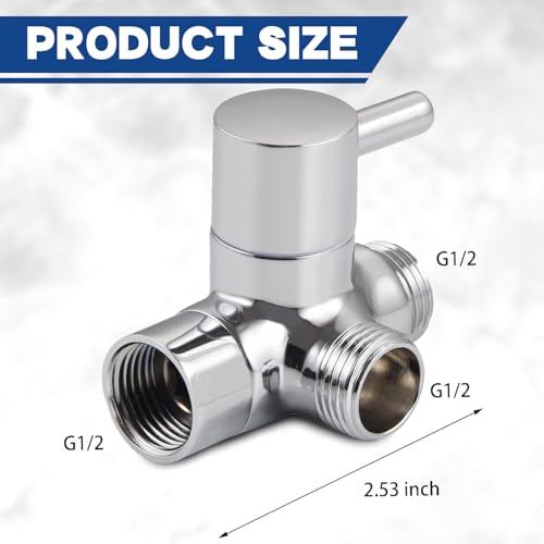 All Metal 2-Way Shower Arm Diverter Valve, G1/2 Solid Brass Shower Splitter for Handheld and Fixed Showerhead – Universal Bathroom Diverter Replacement Part Chrome - color: Chrome
