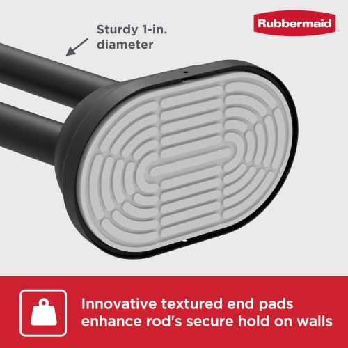 Rubbermaid Double Curved Shower Curtain Rod, No Drill, 50-72 Inches Adjustable Tension Shower Rod for Bathroom, Non-Slip, No Rust, Matte Black - color: Black