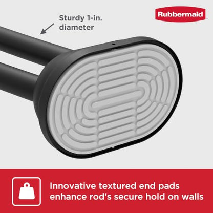 Rubbermaid Double Curved Shower Curtain Rod, No Drill, 50-72 Inches Adjustable Tension Shower Rod for Bathroom, Non-Slip, No Rust, Matte Black - color: Black