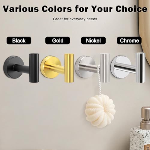 Livabber Bathroom Towel Hooks, 304 Stainless Steel Robe Shower Hooks Wall Mounted, Heavy Duty Towel Hangers for Bathroom Kitchen Bedroom (4 Pack, Chrome) - color: Chrome, size: 4 Pack