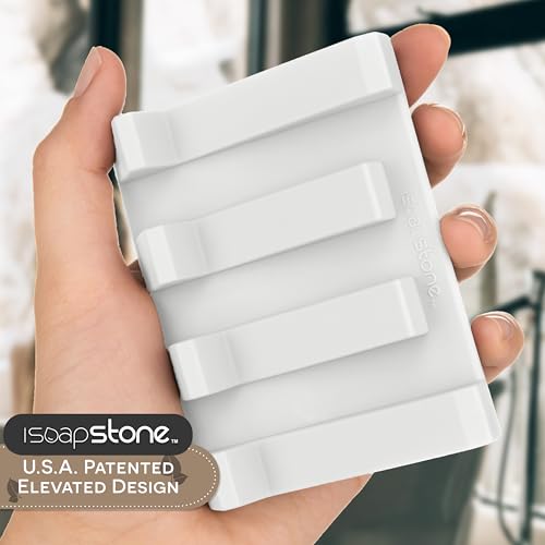 Silicone Soap Dish (USA Patented) Self Draining Bar Soap Holder for Shower Bathroom Sink, Drying Soap Dish Tray Kitchen Sponge Holder Easy Cleaning Soap Saver Mat (Pure White, 2) - color: Pure White, 2