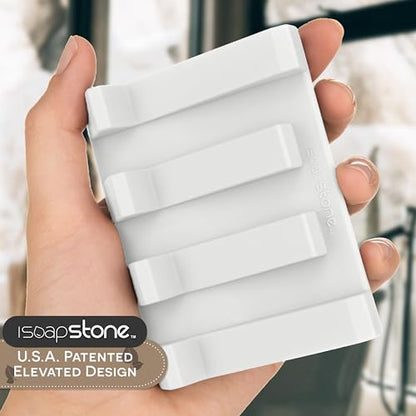 Silicone Soap Dish (USA Patented) Self Draining Bar Soap Holder for Shower Bathroom Sink, Drying Soap Dish Tray Kitchen Sponge Holder Easy Cleaning Soap Saver Mat (Pure White, 2) - color: Pure White, 2