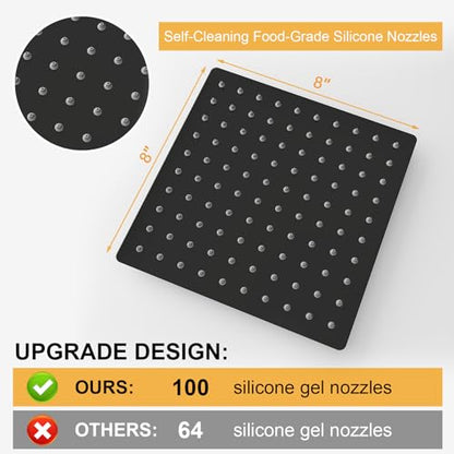 8 In Rain Shower Head High Pressure Rainfall Shower Head Matte Black | Square Rain Bathroom Showerhead, High Flow, Large Stainless Steel, Ceiling Mounted, Wall Mounted, Waterfall Full Body - color: Black, size: 8 Inch