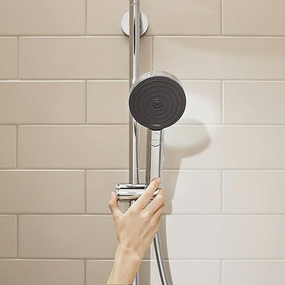 hansgrohe Pulsify S 12-inch 1-Spray Handshower with Slide Bar and Hose PowderRain, IntenseRain, Pulsating Massage in Brushed Nickel, 24162821 - color: Brushed Nickel, size: 1.75 GPM, style: Wallbar with 4-inch Handheld Showerhead and Hose