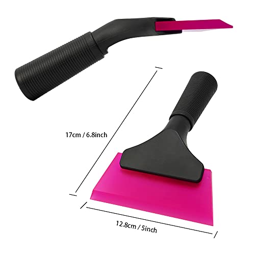 FOSHIO Small Squeegee with 5 Inch Pink Rubber Blade Mini Wiper Window Tinting Tools for Mirror Glass Window Cleaner with Non-Slip Handle - color: Pink