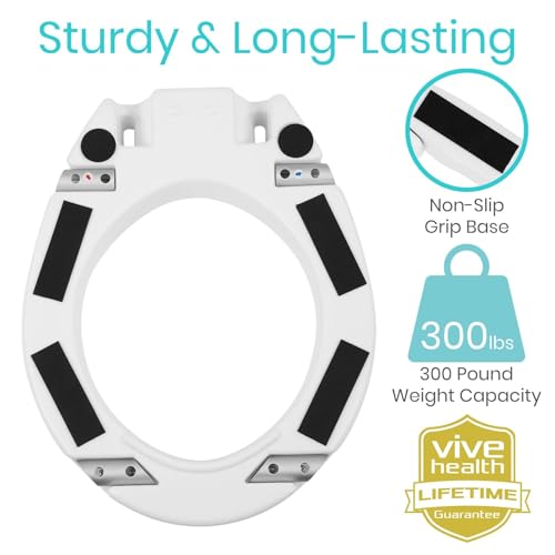 Vive Raised Toilet Seat Riser for Seniors (with Handles) - Handicap Rail | Grab Bar Seat for Over Toilet - Elevated Safety for Elderly, Disabled, Medical - Elongated - size: Elongated