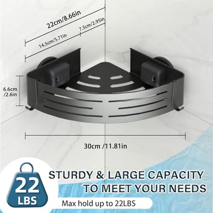 Onemake Corner Shower Caddy with Suction Cups, 1-Pack Shelf for Bathroom | Removable Aluminum Wall Mounted Organizer Shelves, Storage Rack with Towel Bar & Portable Hooks, for Bathroom, Kitchen,Grey - style: 1 Tier-Gray-Triangle Caddy