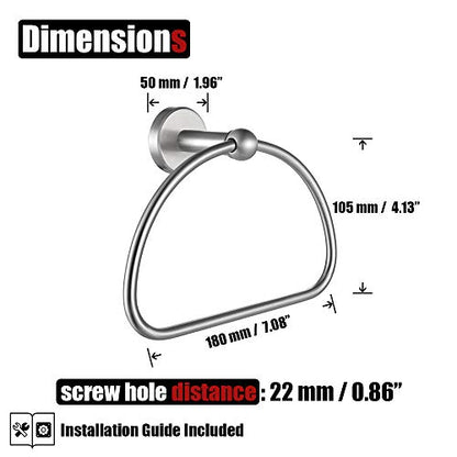 JQK Towel Ring, Stainless Steel Half Ring Towel Holder for Bathroom, 7 Inch Brushed Finished Wall Mount, TR160-BN - color: Brushed