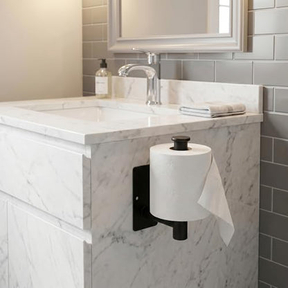 Toilet Paper Holder Wall Mount, Adhesive/Screw, for Bathroom, RV, Black