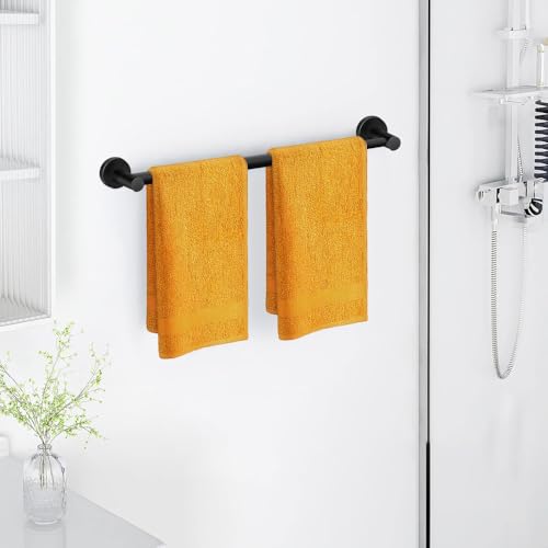 MGahyi Adjustable Stainless Steel Towel Racks for Bathroom 13.18-24In | Rustproof Single Towel Bar Wall Mounted, Sturdy & Space-Saving Towel Holder Rod for Bathroom Accessories, Black - color: Black