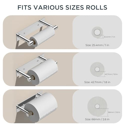 FORIOUS Commercial Toilet Paper Holder Wall Mount Bathroom Tissue Holder | Chrome | Adhesive or Screw | SUS304 Stainless Steel Rustproof | Pivoting Tissue Roll Holder | Square Base - color: Chrome