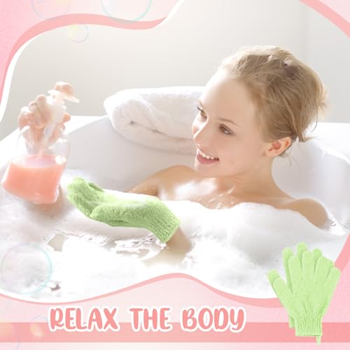 Didaey 104 Pcs Exfoliating Glove Bulk Shower Gloves with Hanging Loop Exfoliating Body Scrubber Dead Skin Remover for Body Bath Beauty Spa Massage Scrubs Men Women Bathing (Green) - color: Green
