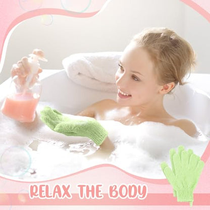 Didaey 104 Pcs Exfoliating Glove Bulk Shower Gloves with Hanging Loop Exfoliating Body Scrubber Dead Skin Remover for Body Bath Beauty Spa Massage Scrubs Men Women Bathing (Green) - color: Green