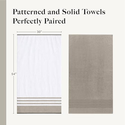 Modern Threads 6-Piece Towel Set – 100% Cotton, Quick Dry, Ultra Absorbent – Includes 2 Bath, 2 Hand, 2 Washcloths (White/Reinhart Tan) - color: Brown, style: Classic Stripe