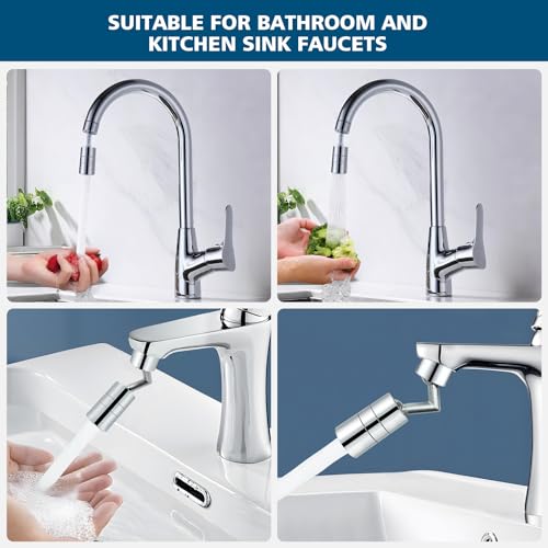 720° Swivel faucet aerator, Swivel Kitchen Faucet Aerator, Dual-function 2-Flow Sprayer Faucet Head Replacement Kitchen Sink Faucet 55/64 inch Female Thread Faucet Extender (Chrome-2) - color: Chrome-2