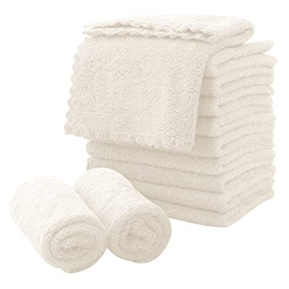 MOONQUEEN Microfiber Facial Cloths Fast Drying Washcloth 12 Pack - Premium Soft Makeup Remover Cloths - Cream - color: Cream, size: 12x12 Inch (Pack of 12)