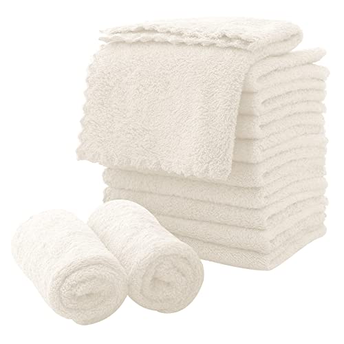 MOONQUEEN Microfiber Facial Cloths Fast Drying Washcloth 12 Pack - Premium Soft Makeup Remover Cloths - Cream - color: Cream, size: 12x12 Inch (Pack of 12)