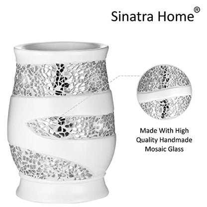 Zahari Home Sinatra Bath Tumbler Toothbrush and Toothpaste Holder Makeup Brushes Organizer, White - color: White, size: 4.25" x 3" x 3" Tumbler