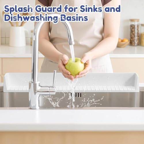 Longer Bathtub Splash Guard for Kids Adult - Bathtub Tray 31IN Silicone Bath Tub Tray Shelf with 11 Suction Cups, Bathtub Accessories Bath Toy Holder Play Shelf , Sink Side Splash Guard Tray, Gray