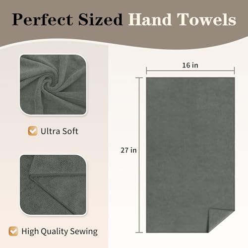 FIXSMITH Salon Towels 12 Pack, Grey Hand Towels for Bathroom, Quick Dry Gym Towels, Spa Face Towel, Absorbent Microfiber Towels for Salon, Barber, Gym, Bath, Pedicure and Home Hair Care,16 x 27 in - color: Grey