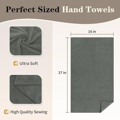 FIXSMITH Salon Towels 12 Pack, Grey Hand Towels for Bathroom, Quick Dry Gym Towels, Spa Face Towel, Absorbent Microfiber Towels for Salon, Barber, Gym, Bath, Pedicure and Home Hair Care,16 x 27 in - color: Grey