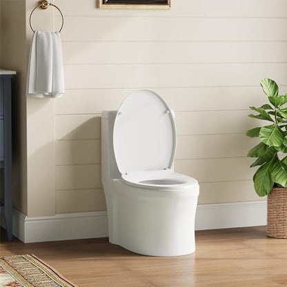 Round Toilet Seat with Soft Close, Quick Release and Quick Attach Design, Plastic Toilet Seat with Non-Slip Bumpers, Never Loosens and Easy to Install and Clean, Fits Most Round Toilets - color: Standard (Locking), size: Round (17″)