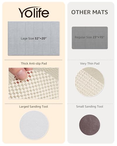 Yolife 32"x 20" Stone Bath Mat Large, Diatomaceous Earth Bath Mat for Bathroom, Super Absorbent Quick Drying Stone Shower Mat, Non-Slip Natural Diatomite Bathroom Floor Mat, Easy to Clean (Light Grey) - color: Light Grey