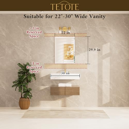 TETOTE 22" x 30" Bathroom Mirror Frameless Tempered Wall Mounted Beveled Mirror for Bathroom - size: 30"L x 22"W