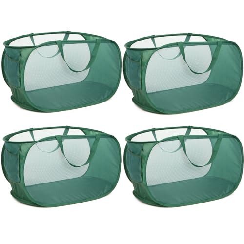 4 Pack Collapsible Laundry Baskets, Foldable Laundry Basket with Pocket, Durable Pop Up Hampers, Reinforced Handles Dirty Clothes Hamper for Laundry, Bedroom, Bathroom, Dorm, Travel or Camping Green - color: 4 x Green