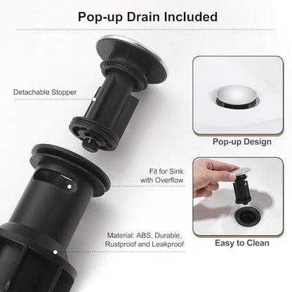 Rbrohant Single Hole Bathroom Faucet, Polished Chrome Single Handle Bathroom Sink Faucets for 1 Hole,Bathroom Vanity Faucet with Pop up Drain, Deck Mount, R2001-PC - color: Polished Chrome, style: No Escutcheon