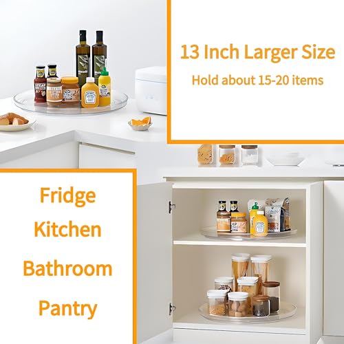 vacane 2-Pack 13Inch Lazy Susan Cabinet Organizer, Plastic Rotating Organizer Spice Rack Condiment Organizer for Pantry, Countertop, Cupboard, Refrigerator-Clear - size: 13 Inch | 1 Tier
