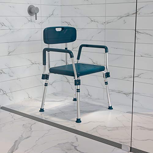 Flash Furniture HERCULES Series 300 Lb. Capacity Adjustable Navy Bath & Shower Chair with Quick Release Back & Arms - color: Navy