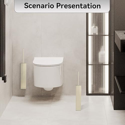 Brushed Gold Toilet Brush with Holder,Durable Cleaning Toilet Bowl Brushes with Holders - color: Brushed Gold